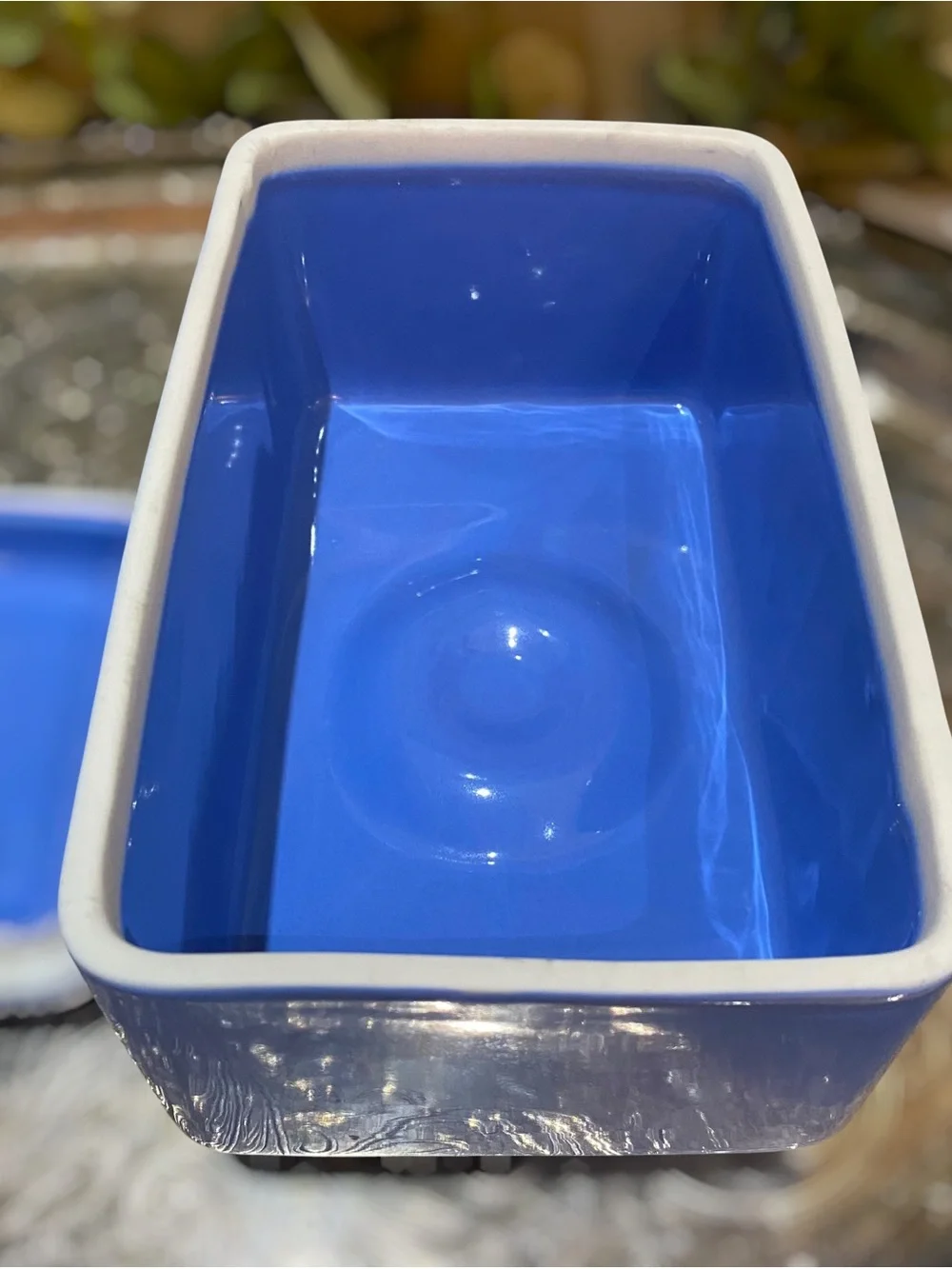 Vintage Hall Westinghouse Butter Dish Holds 1 Pound Blue Covered Art Deco